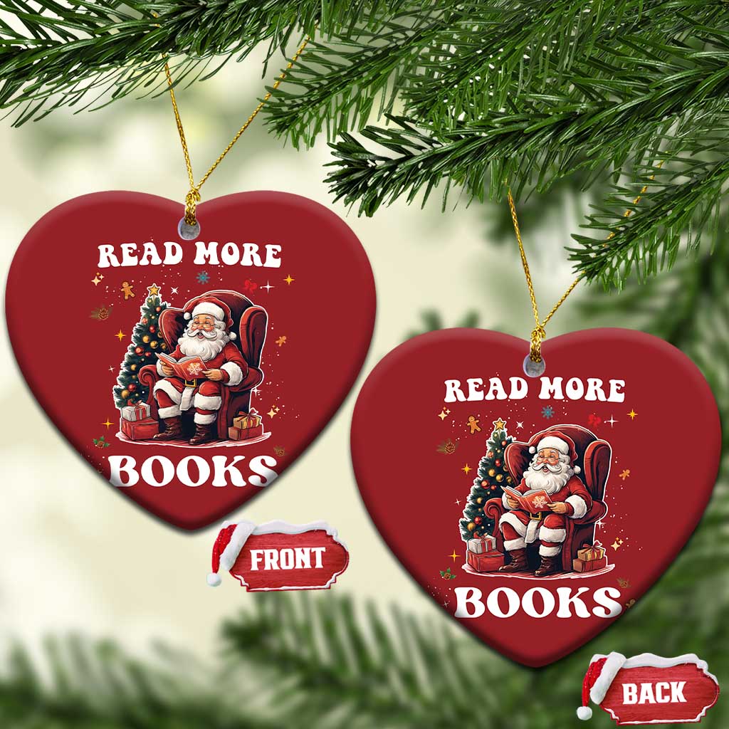 Santa Reading Lover Christmas Ornament Read More Books TS02