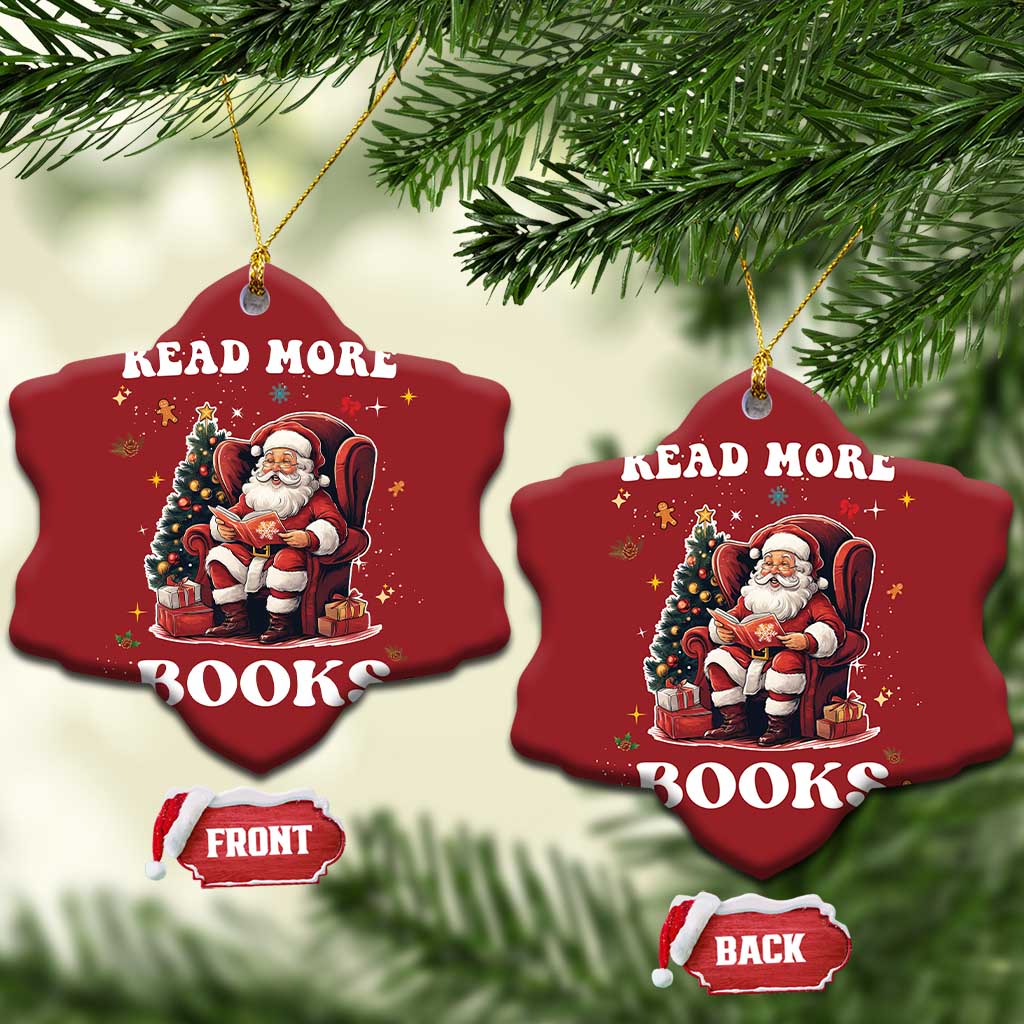 Santa Reading Lover Christmas Ornament Read More Books TS02