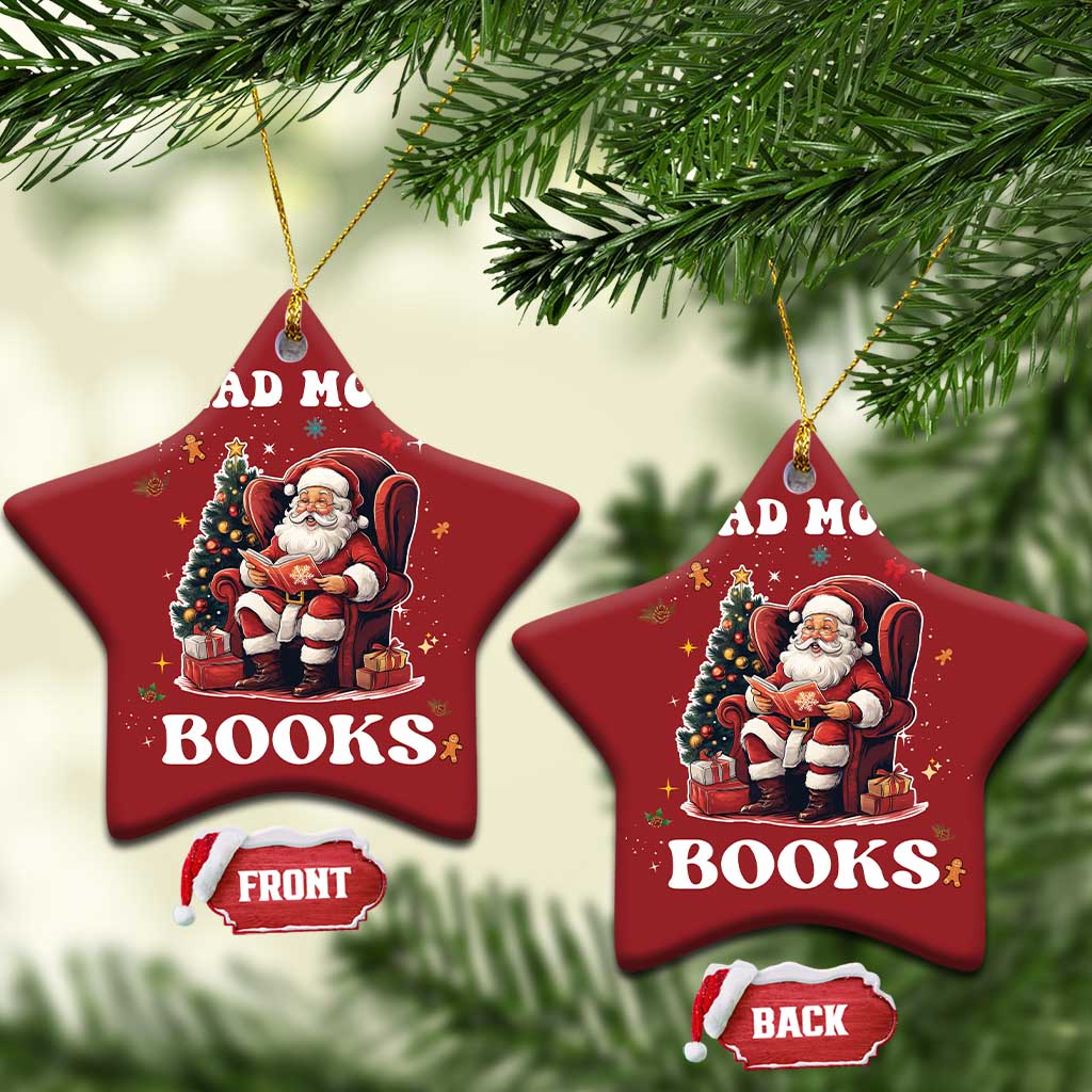 Santa Reading Lover Christmas Ornament Read More Books TS02