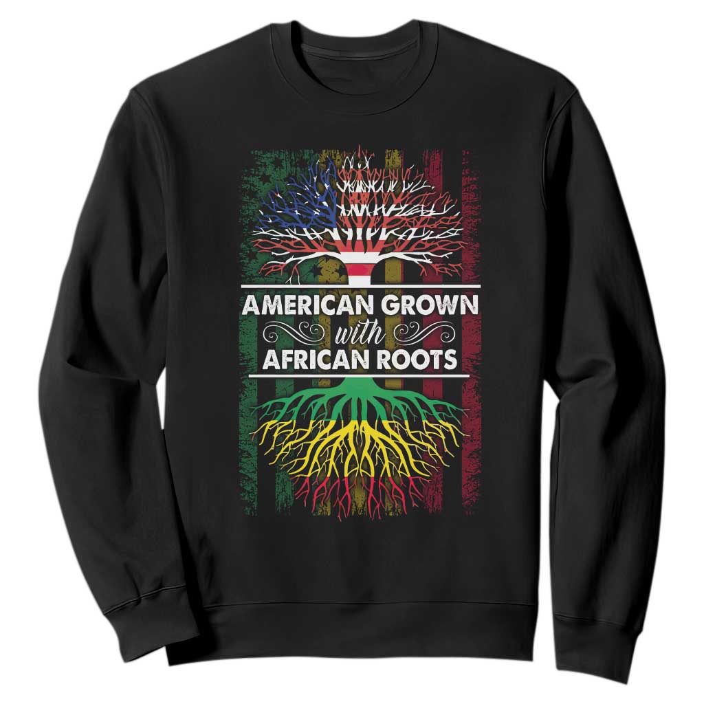 African American Roots Sweatshirt American Grown With African Roots US Flag Tree TS02