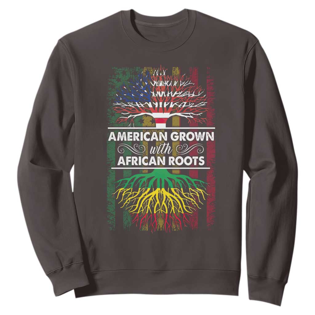 African American Roots Sweatshirt American Grown With African Roots US Flag Tree TS02