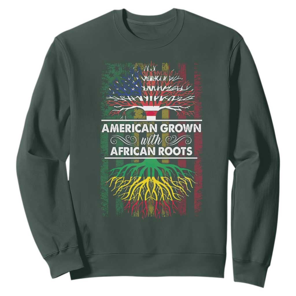 African American Roots Sweatshirt American Grown With African Roots US Flag Tree TS02