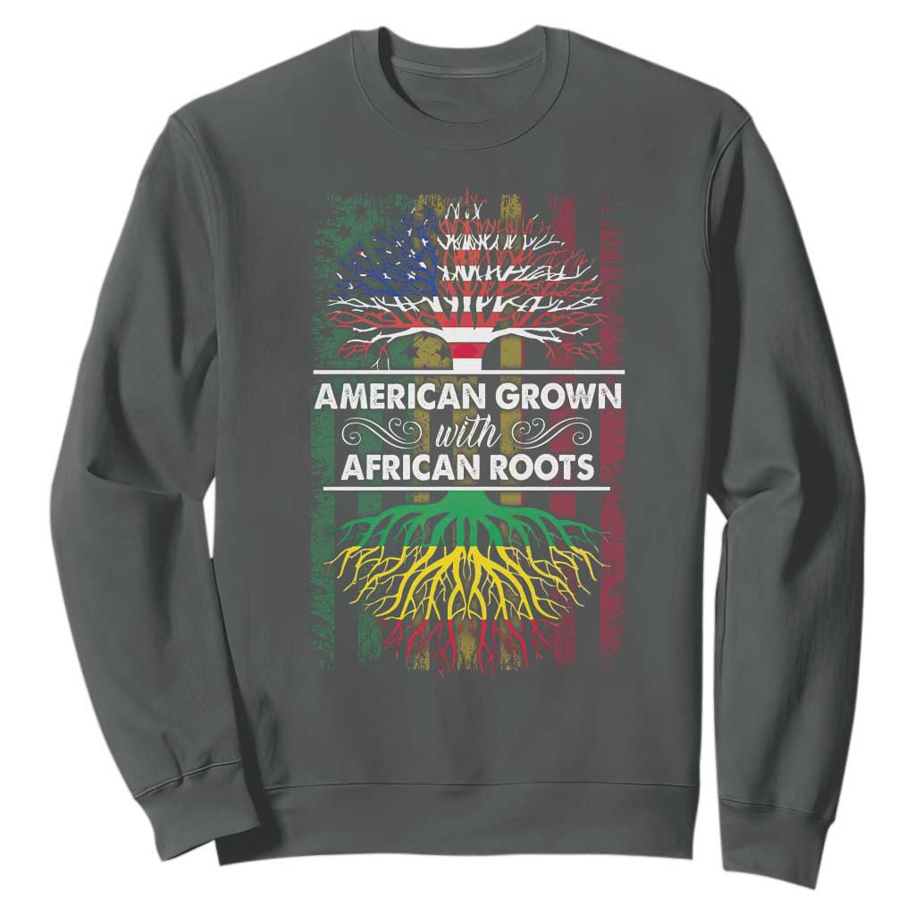 African American Roots Sweatshirt American Grown With African Roots US Flag Tree TS02