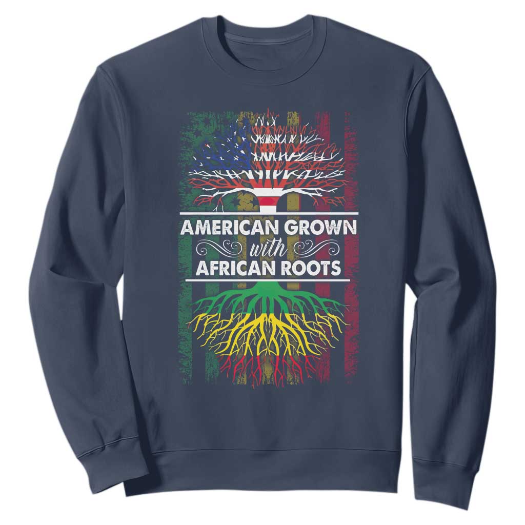 African American Roots Sweatshirt American Grown With African Roots US Flag Tree TS02