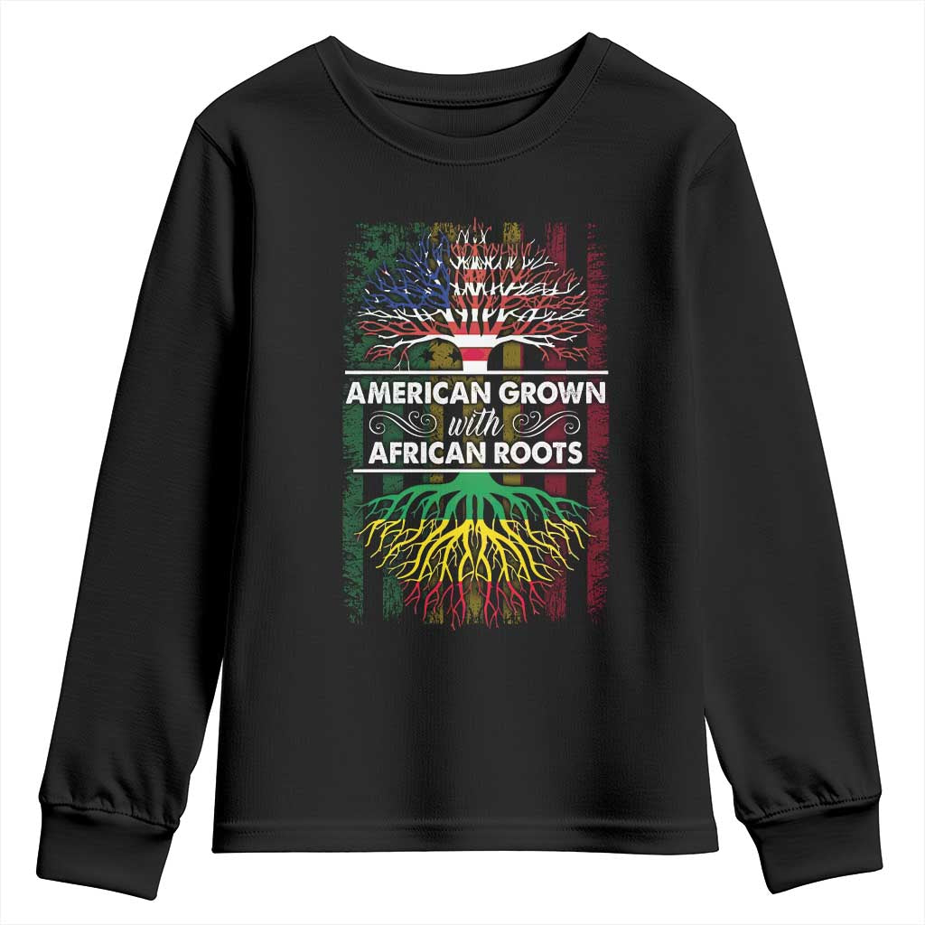 African American Roots Youth Sweatshirt American Grown With African Roots US Flag Tree TS02