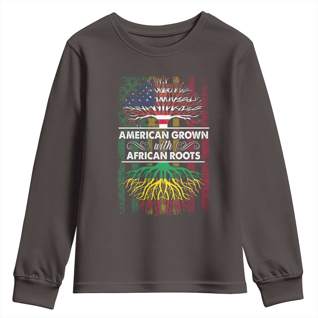 African American Roots Youth Sweatshirt American Grown With African Roots US Flag Tree TS02