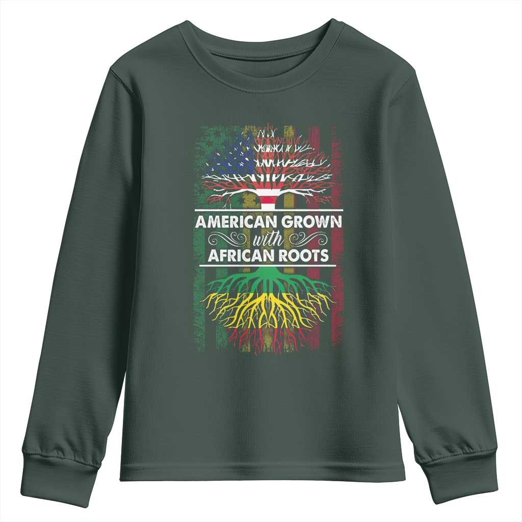 African American Roots Youth Sweatshirt American Grown With African Roots US Flag Tree TS02