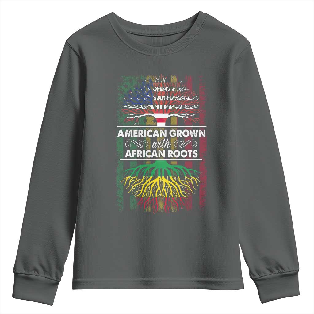 African American Roots Youth Sweatshirt American Grown With African Roots US Flag Tree TS02