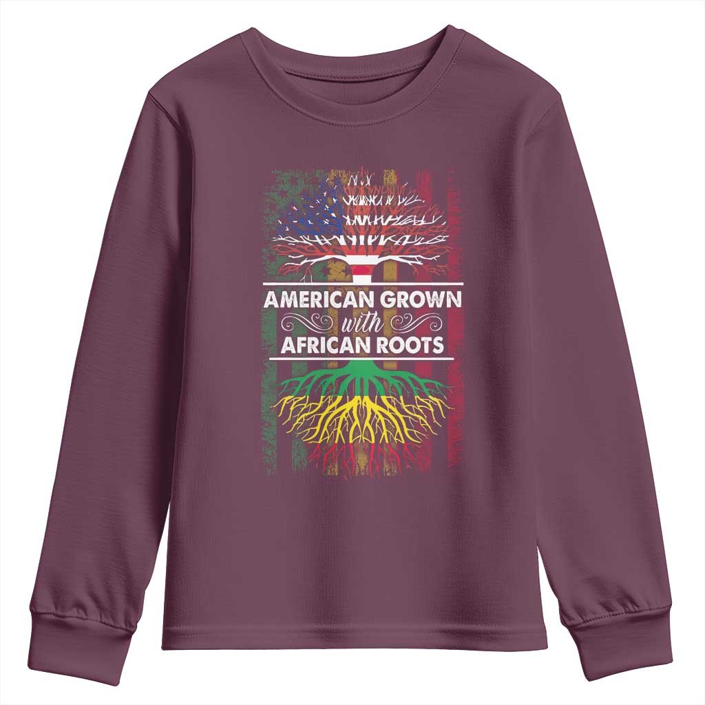African American Roots Youth Sweatshirt American Grown With African Roots US Flag Tree TS02
