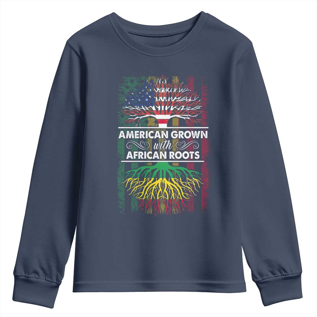 African American Roots Youth Sweatshirt American Grown With African Roots US Flag Tree TS02