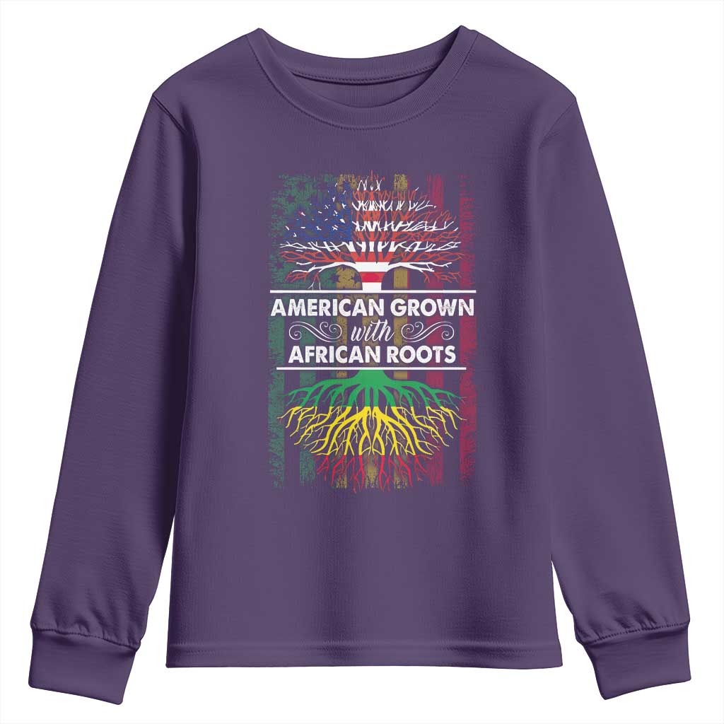 African American Roots Youth Sweatshirt American Grown With African Roots US Flag Tree TS02