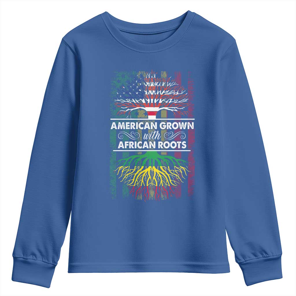 African American Roots Youth Sweatshirt American Grown With African Roots US Flag Tree TS02