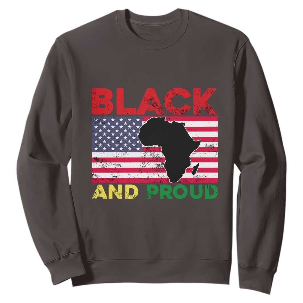 African American Sweatshirt Black And Proud US Flag Africa Map TS02