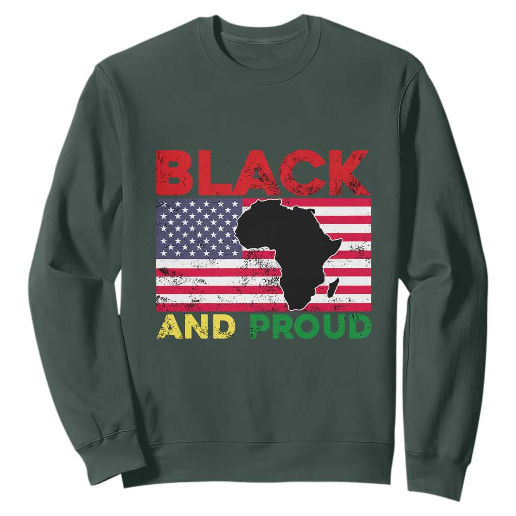 African American Sweatshirt Black And Proud US Flag Africa Map TS02
