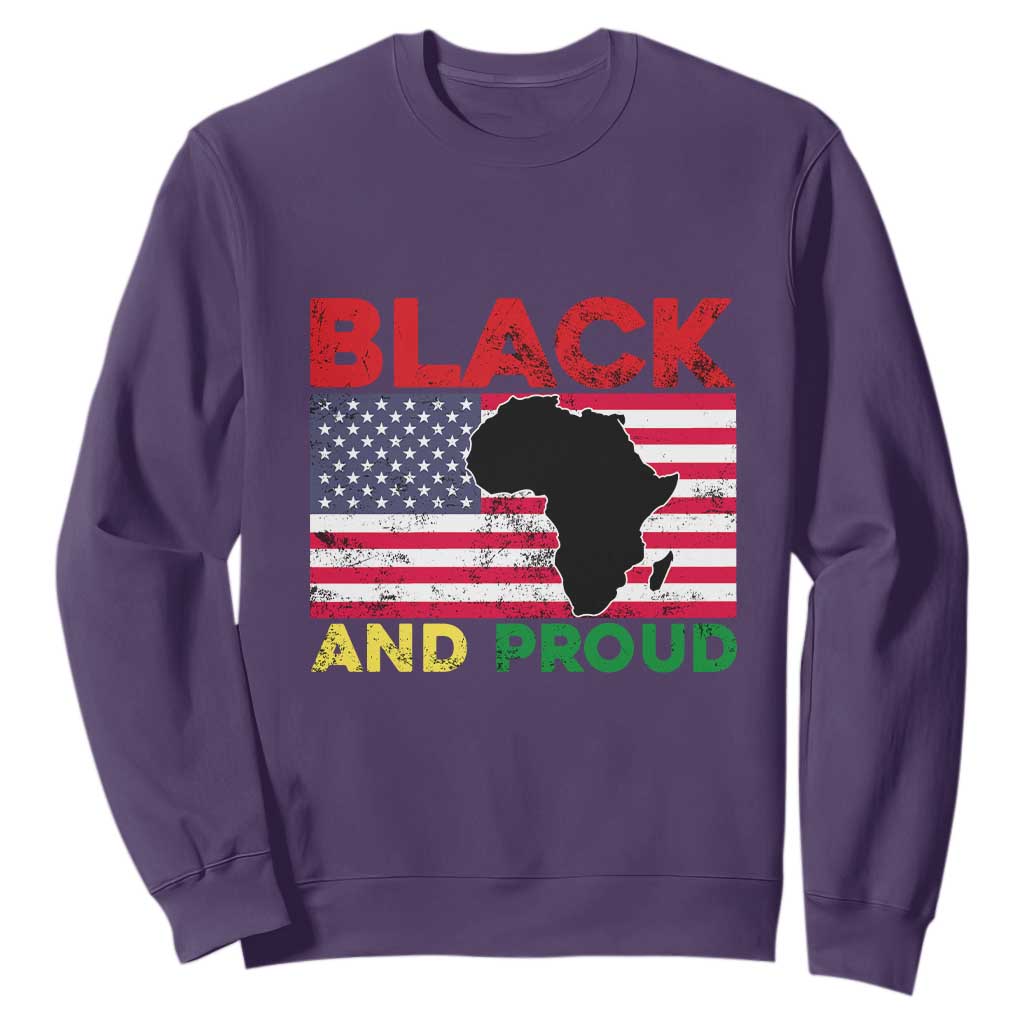 African American Sweatshirt Black And Proud US Flag Africa Map TS02