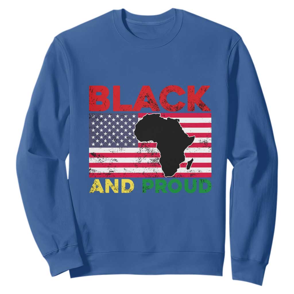 African American Sweatshirt Black And Proud US Flag Africa Map TS02