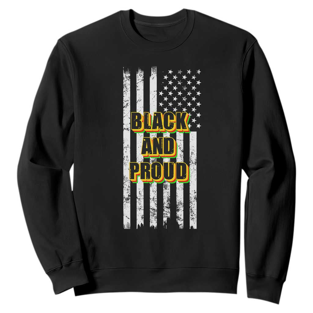 African American Sweatshirt Black And Proud US Flag BHM TS02