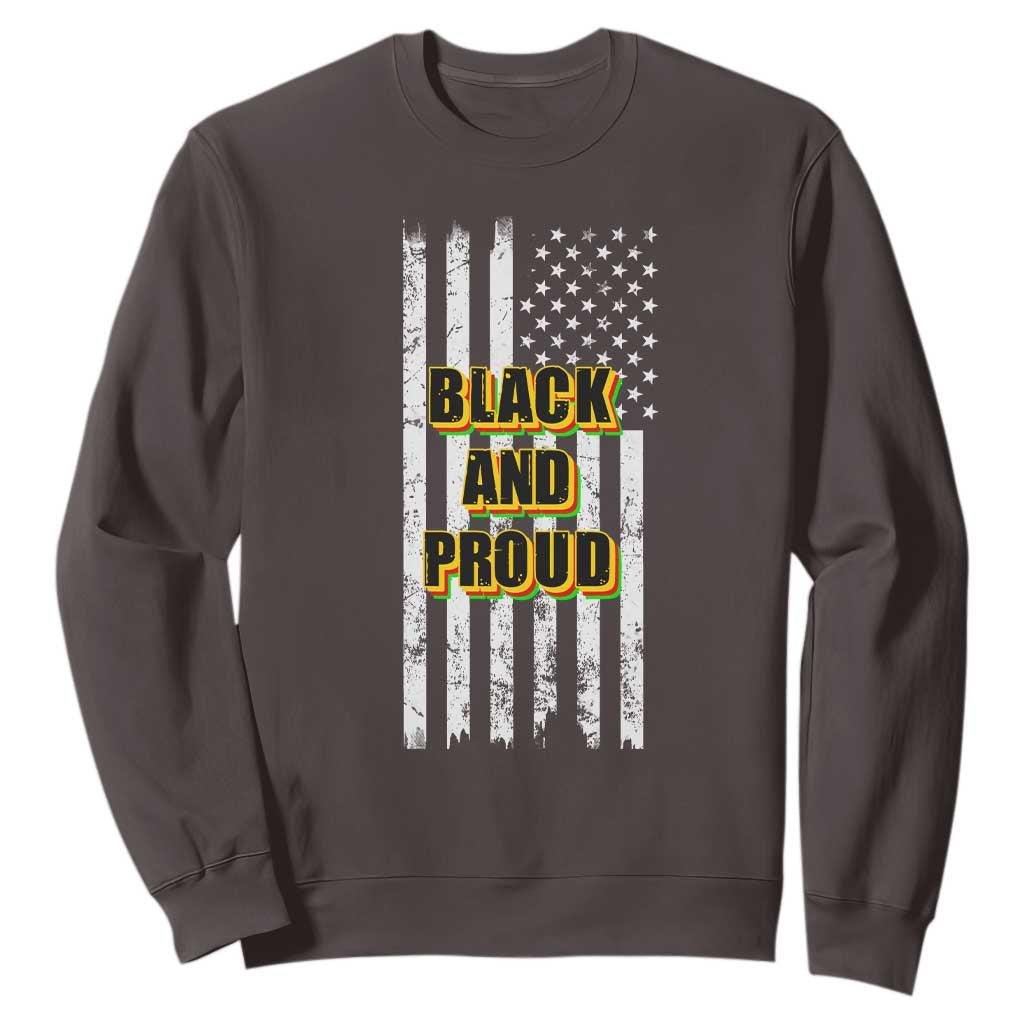 African American Sweatshirt Black And Proud US Flag BHM TS02