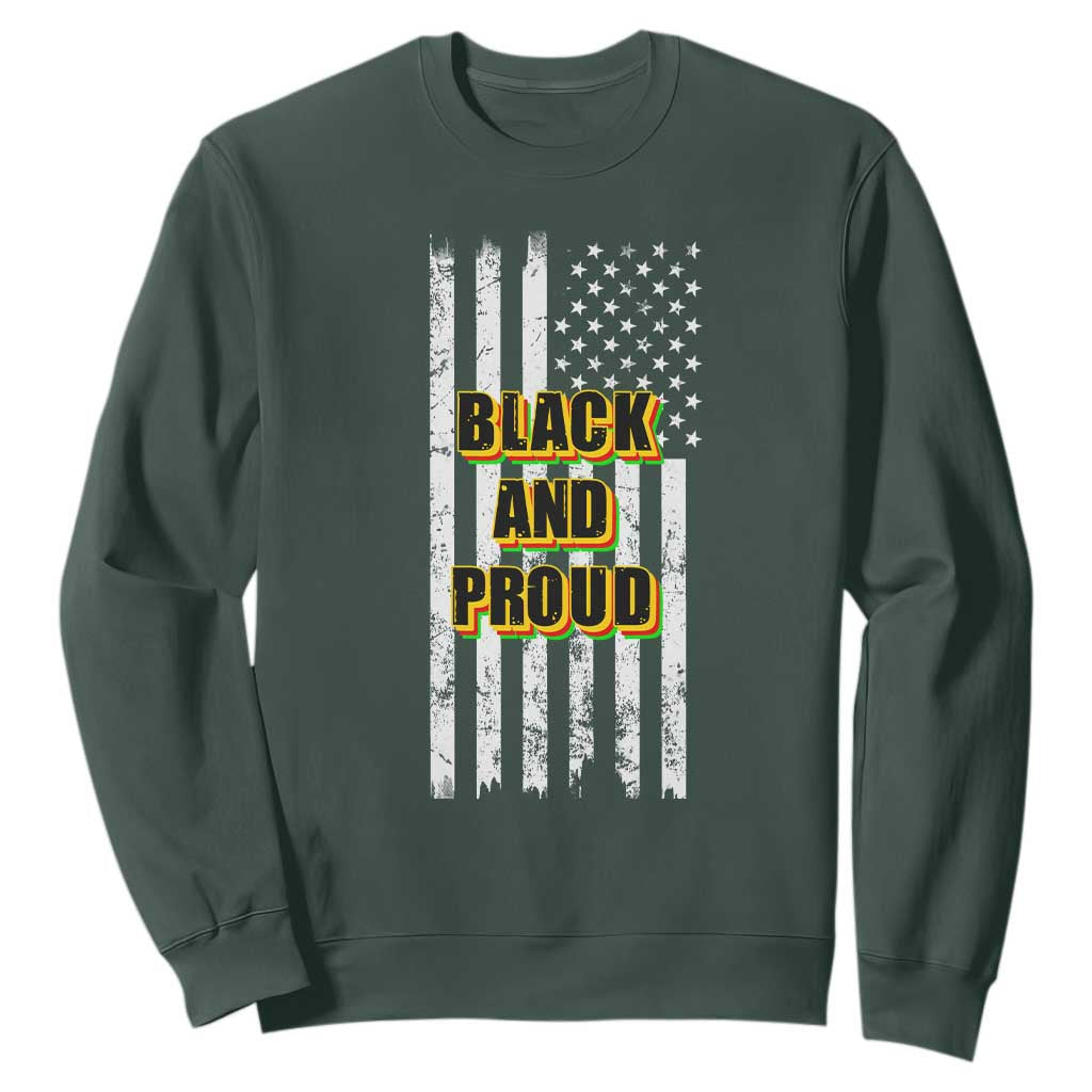 African American Sweatshirt Black And Proud US Flag BHM TS02