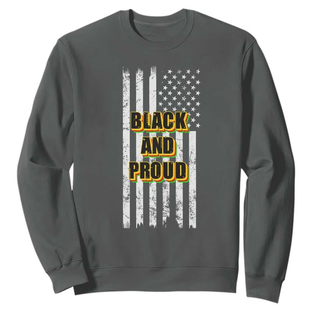African American Sweatshirt Black And Proud US Flag BHM TS02