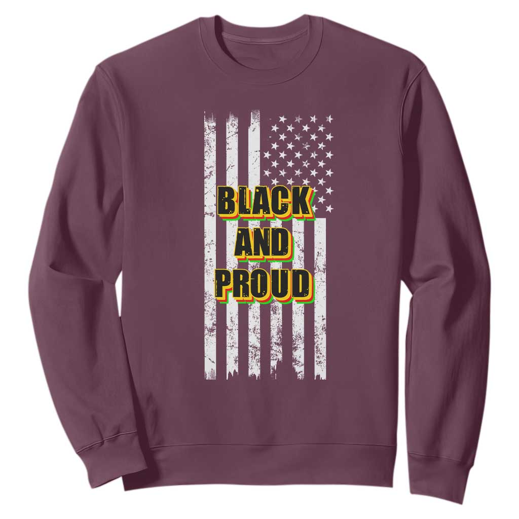 African American Sweatshirt Black And Proud US Flag BHM TS02