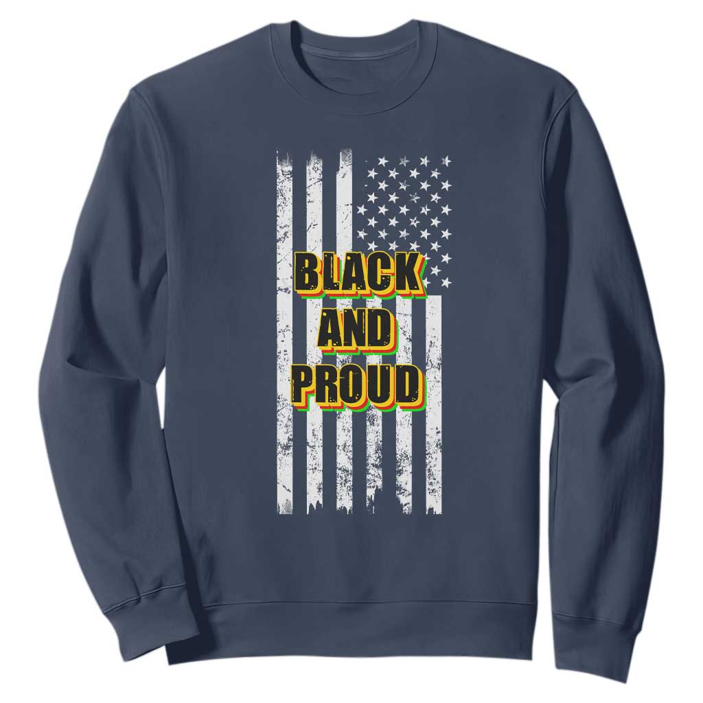 African American Sweatshirt Black And Proud US Flag BHM TS02