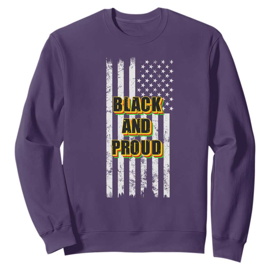 African American Sweatshirt Black And Proud US Flag BHM TS02