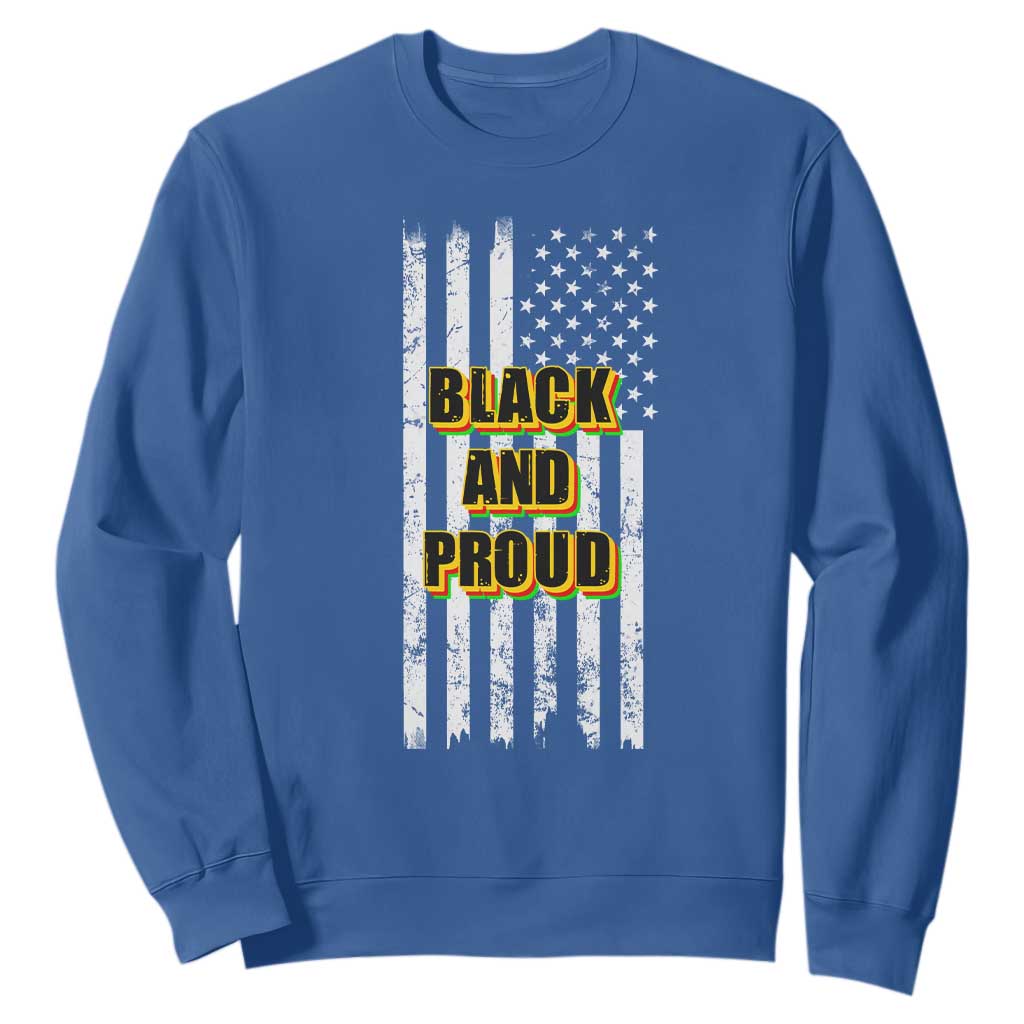 African American Sweatshirt Black And Proud US Flag BHM TS02