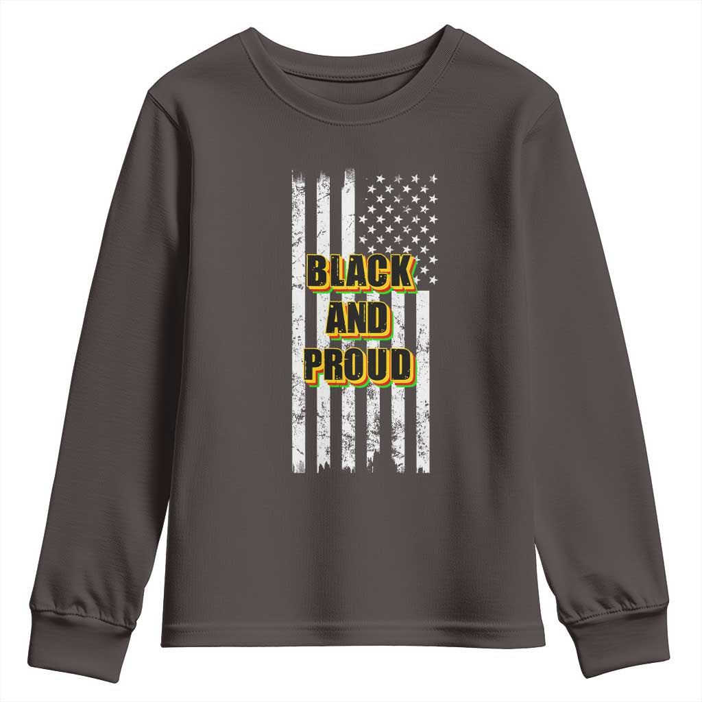 African American Youth Sweatshirt Black And Proud US Flag BHM TS02