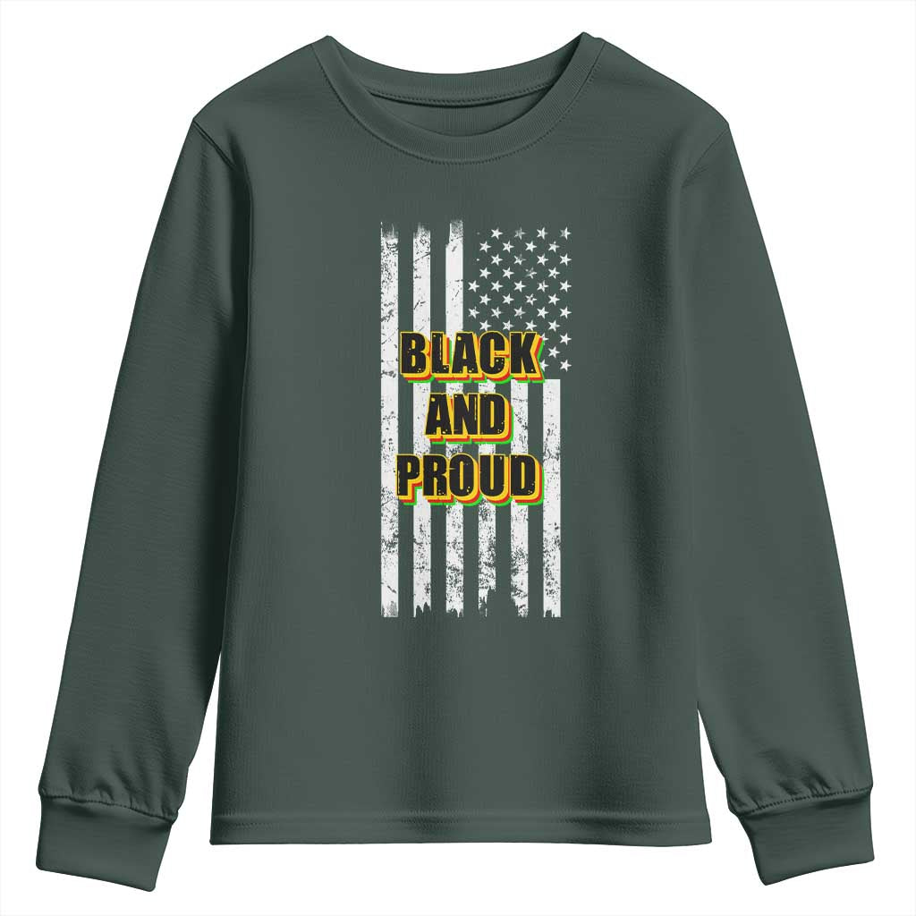 African American Youth Sweatshirt Black And Proud US Flag BHM TS02