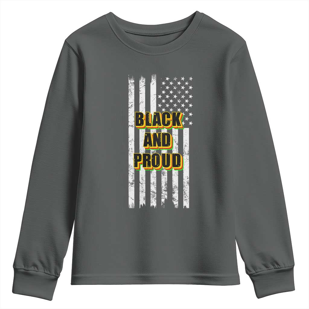 African American Youth Sweatshirt Black And Proud US Flag BHM TS02