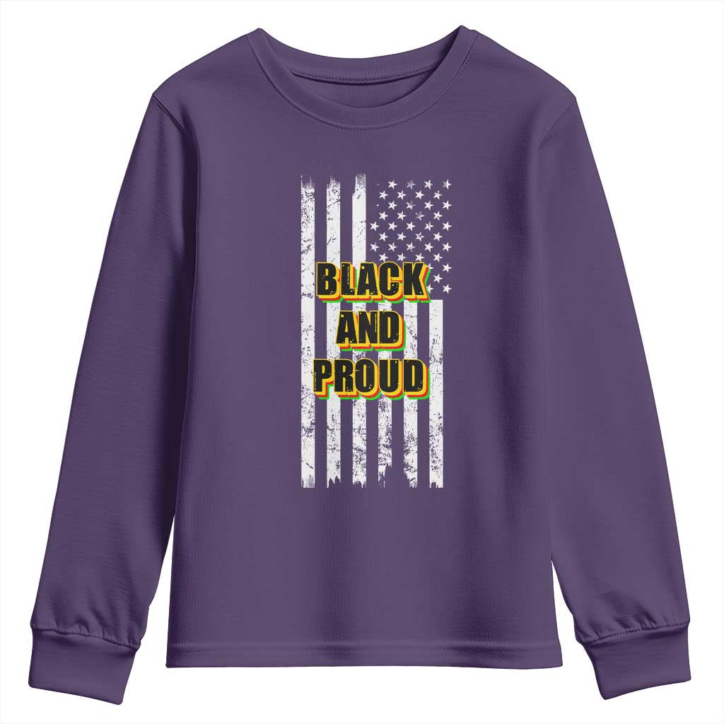African American Youth Sweatshirt Black And Proud US Flag BHM TS02