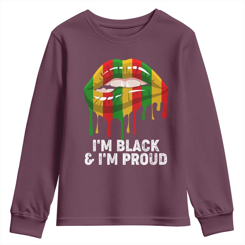 Black Girls Youth Sweatshirt I'm Black And I'm Proud Woman Lips Dripping TS02