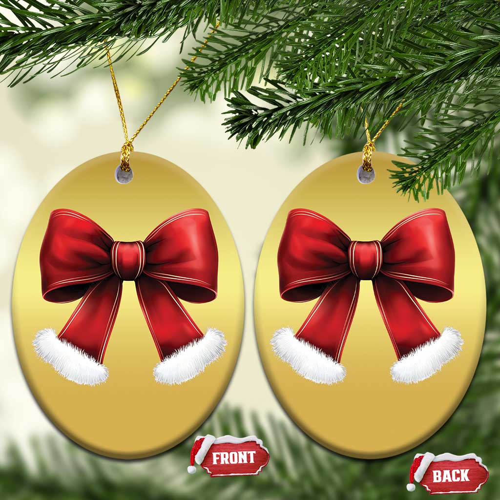 Red Coquette Bow Santa Retro Xmas Vibe Christmas Ornament TS02