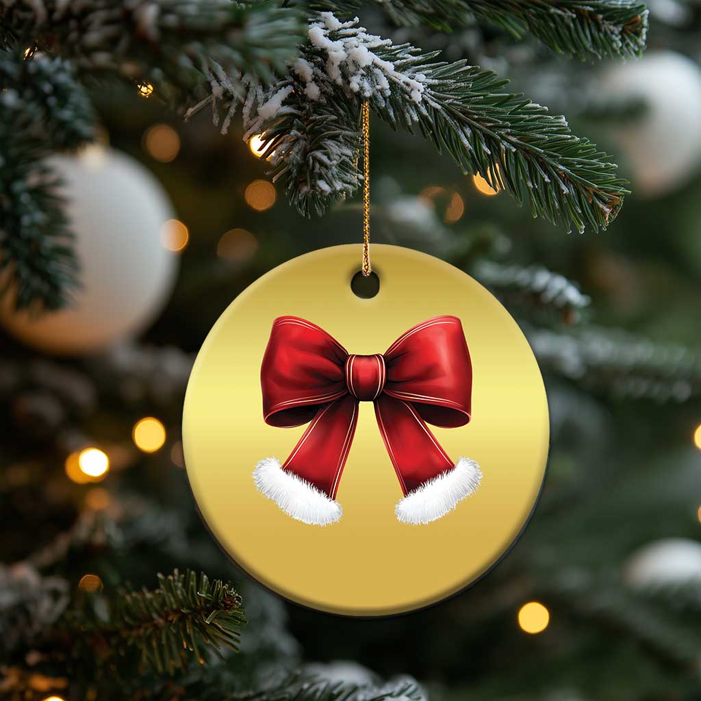 Red Coquette Bow Santa Retro Xmas Vibe Christmas Ornament TS02