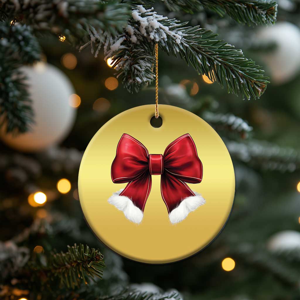 Red Coquette Bow Santa Xmas Vibe Christmas Ornament TS02