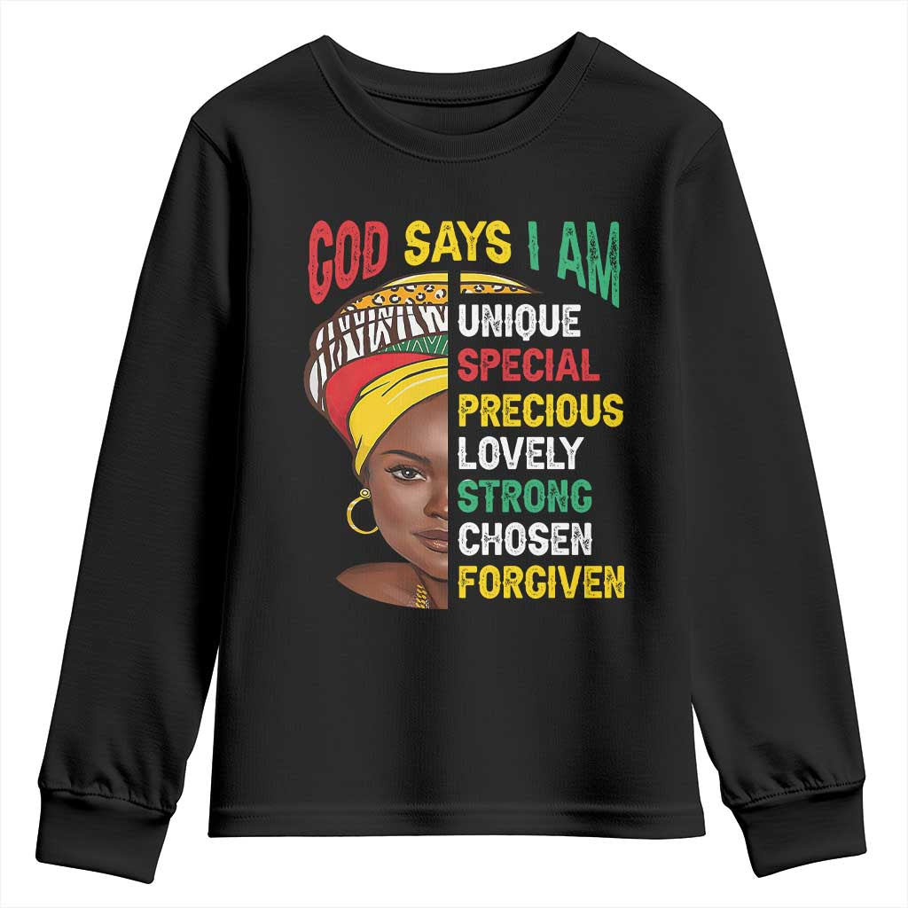 Proud Black Woman Youth Sweatshirt God Says I Am Melanin Girl Pride TS02