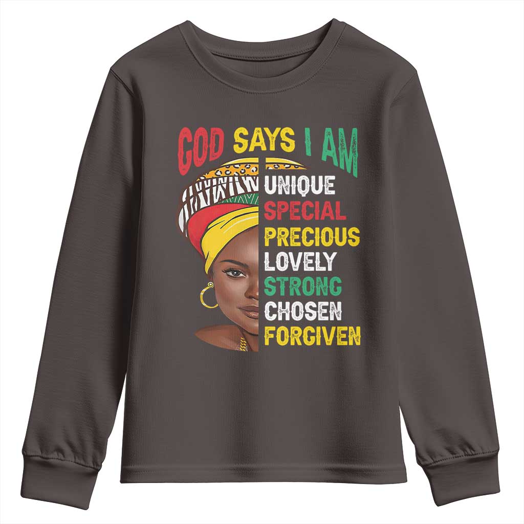 Proud Black Woman Youth Sweatshirt God Says I Am Melanin Girl Pride TS02