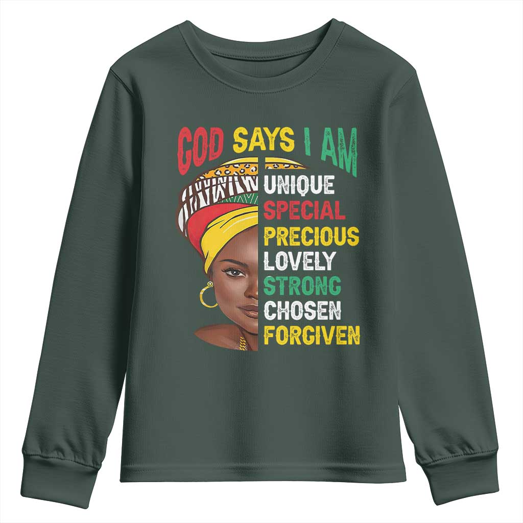 Proud Black Woman Youth Sweatshirt God Says I Am Melanin Girl Pride TS02