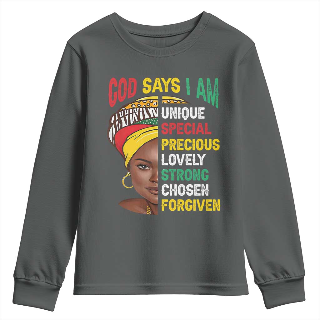 Proud Black Woman Youth Sweatshirt God Says I Am Melanin Girl Pride TS02