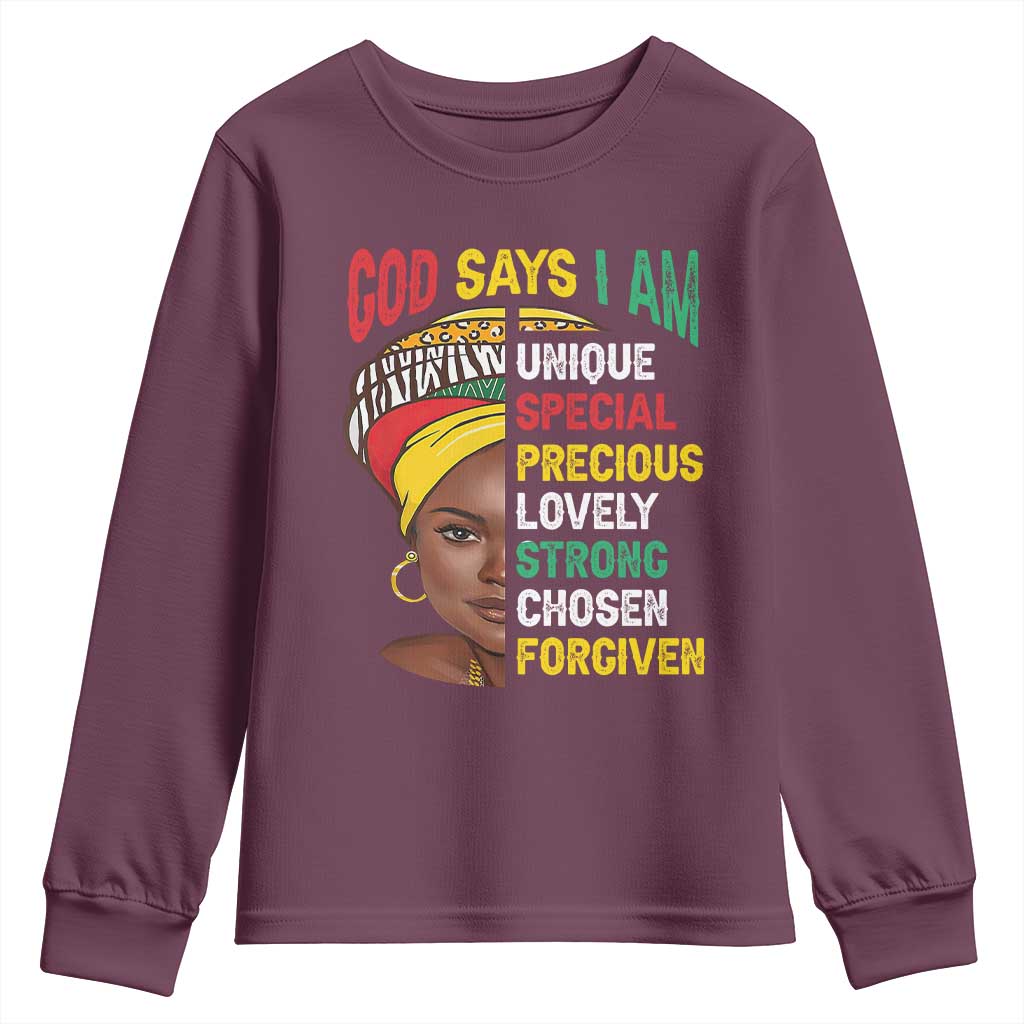 Proud Black Woman Youth Sweatshirt God Says I Am Melanin Girl Pride TS02