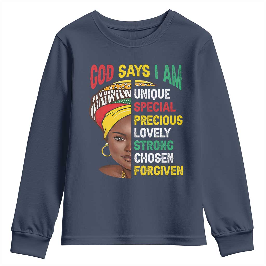 Proud Black Woman Youth Sweatshirt God Says I Am Melanin Girl Pride TS02
