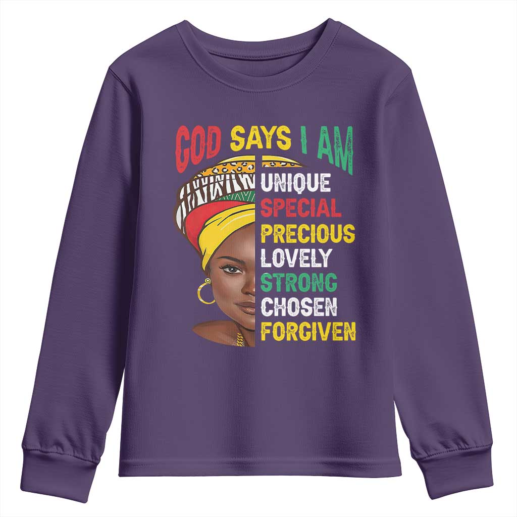 Proud Black Woman Youth Sweatshirt God Says I Am Melanin Girl Pride TS02
