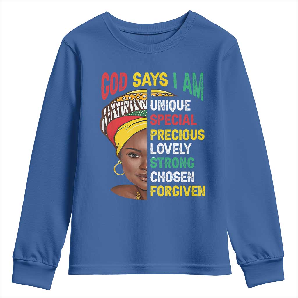 Proud Black Woman Youth Sweatshirt God Says I Am Melanin Girl Pride TS02