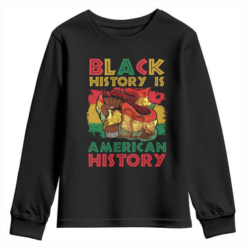 Black History Is American History Youth Sweatshirt African American Pride Flag Raised Fist TS02