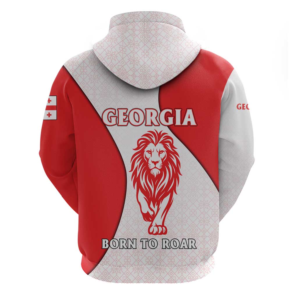 Georgia Flag Hoodie with Born to Roar with Red Lion and National Symbols TS04