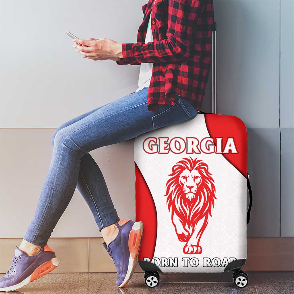 Georgia Flag Luggage Cover with Born to Roar with Red Lion and National Symbols TS04