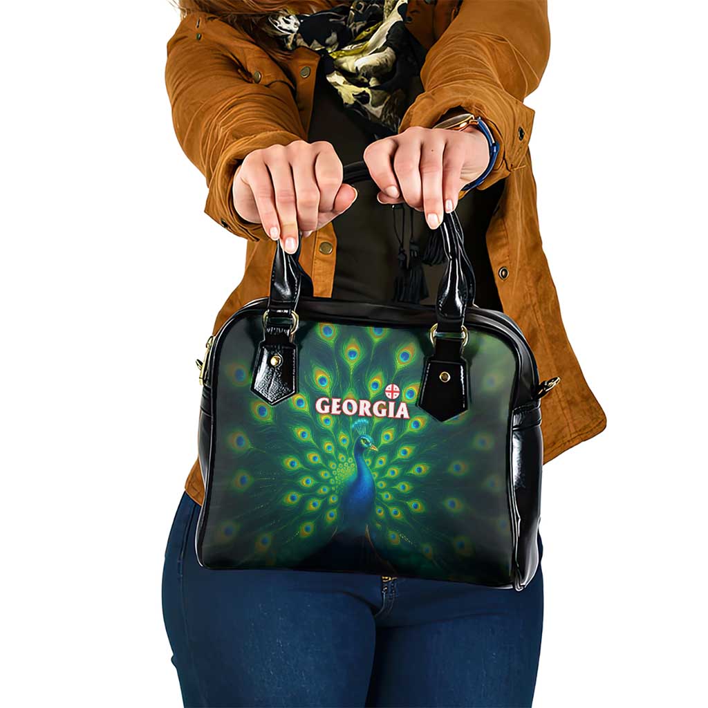 Georgia Peacock Shoulder Handbag with Slay in Silence Shine Like a Peacock Design TS04