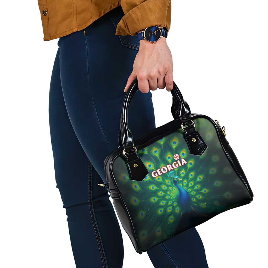 Georgia Peacock Shoulder Handbag with Slay in Silence Shine Like a Peacock Design TS04