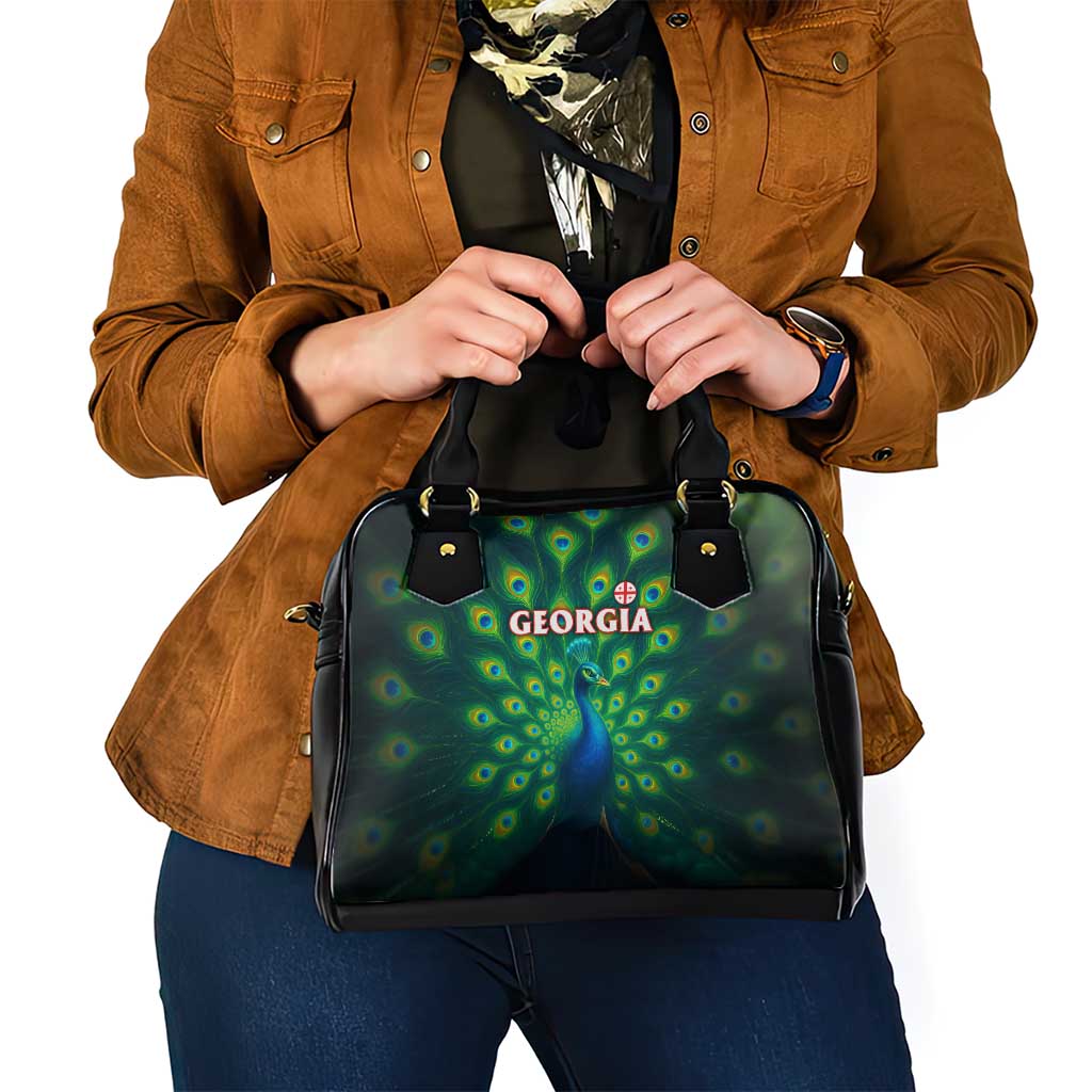 Georgia Peacock Shoulder Handbag with Slay in Silence Shine Like a Peacock Design TS04